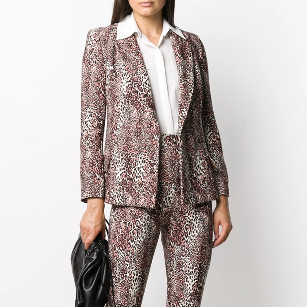 Elisabetta Franchi Leopard Printed Tailored Blazer Jacket Size Small
